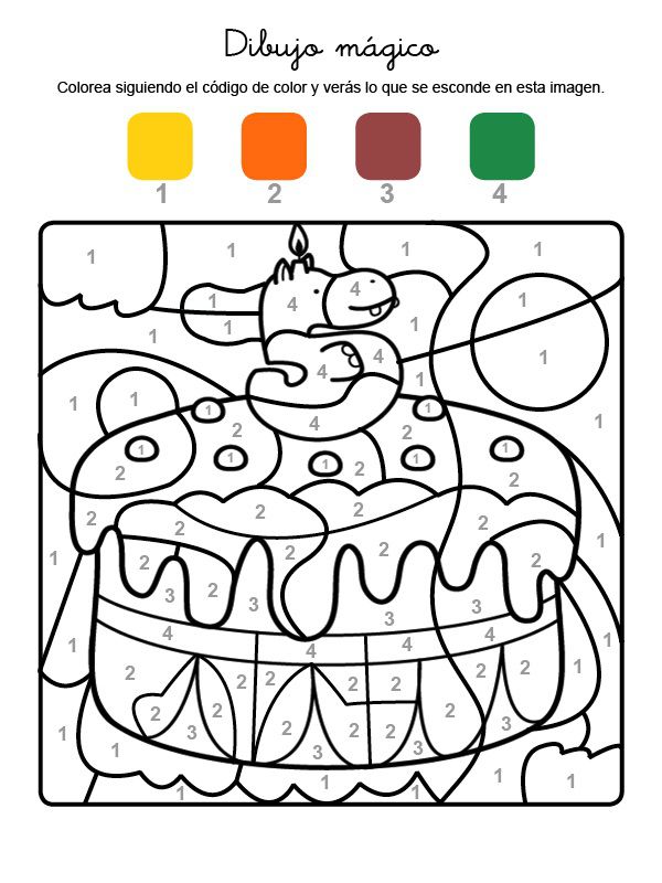 Dibujo mágico cumpleaños 5: dibujo para colorear e imprimir