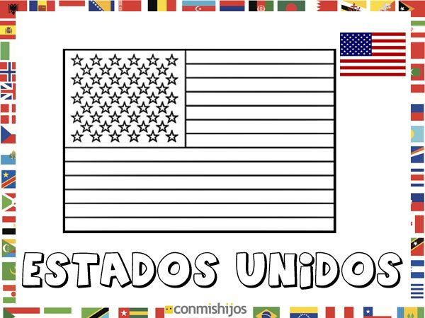 Bandera de Estados Unidos. Dibujos de banderas para pintar