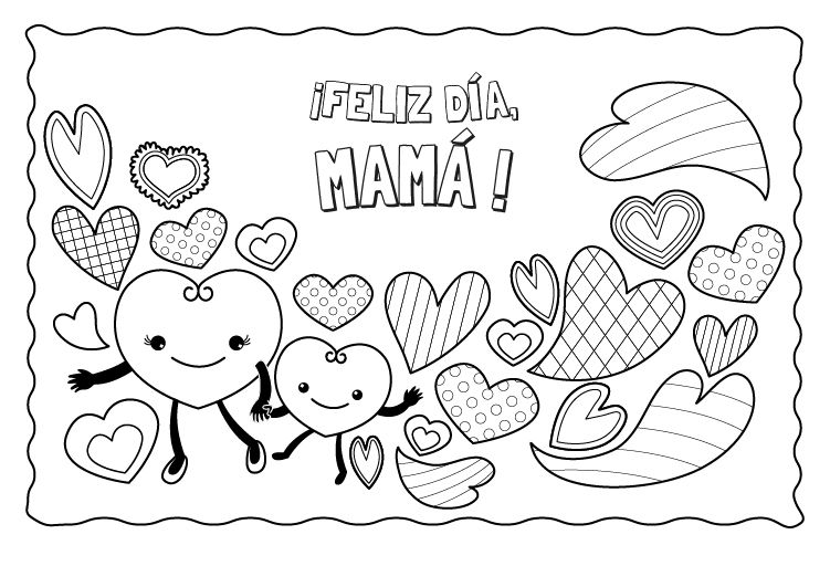 ¡Feliz día, mamá!: dibujo para colorear e imprimir