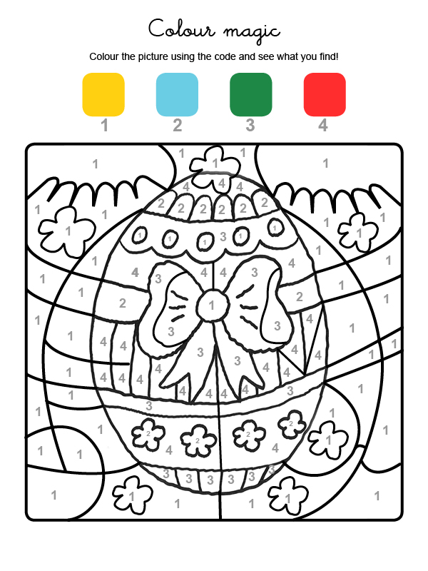 Colour by numbers (colorea por números): dibujo mágico de un huevo