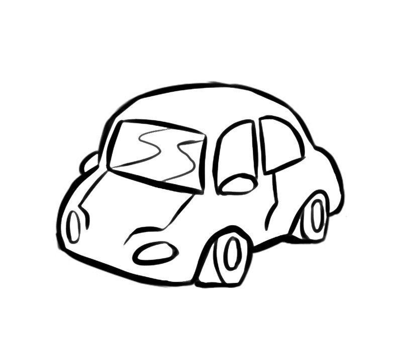 Dibujo para imprimir y colorear de un automóvil o coche con los niños