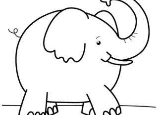 Elefante feliz: dibujo para colorear e imprimir