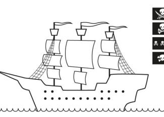 Barco pirata sin bandera: dibujo para colorear e imprimir