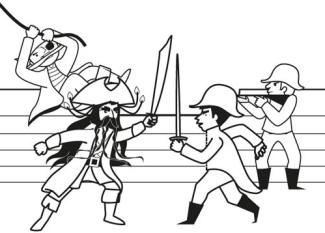 Ataque de piratas: dibujo para colorear e imprimir