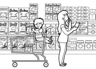 Supermercado: dibujo para colorear e imprimir