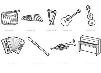 Instrumentos musicales: dibujos para colorear e imprimir