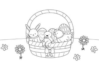 Intruso en cesta de Pascua: dibujo para colorear e imprimir