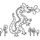 Un dragón: dibujo para colorear e imprimir