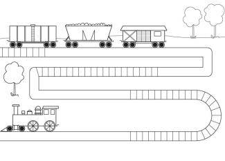 Tren con vagones: dibujo para colorear e imprimir