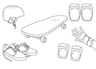 Skateboard: dibujo para colorear e imprimir