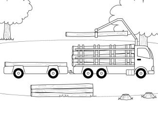 Camión maderero: dibujo para colorear e imprimir
