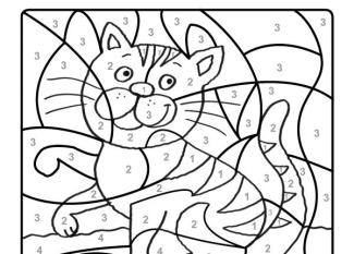 Dibujo mágico de un gato tigre: dibujo para colorear e imprimir
