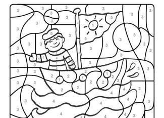 Dibujo mágico de un marinero en su barco: dibujo para colorear e imprimir