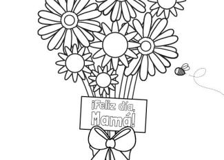 Flores para mamá: dibujo para colorear e imprimir
