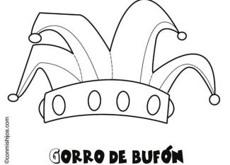Dibujo de un gorro de bufón de Carnaval para colorear con niños