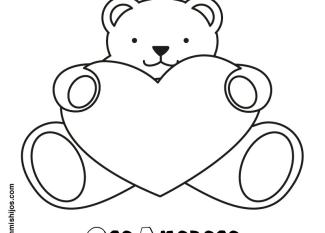 Dibujo de un oso amoroso para colorear con niños