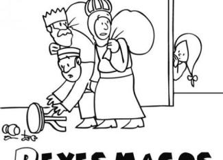 Dibujo de los Reyes Magos descubiertos por una niña