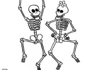 Esqueletos bailando. Dibujo infantil de Halloween