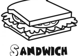 Sandwich para colorear, dibujos de alimentos para pintar con niños