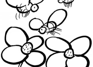 Dibujos infantiles de abejas y flores para imprimir y colorear