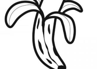 Dibujo infantil de un plátano, frutas para colorear con niños