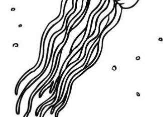 Dibujo infantil de medusa, animales marinos para imprimir y colorear