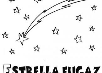 Dibujo de una estrella fugaz para colorear. Dibujos del espacio para niños