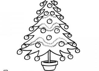 Dibujo para colorear de árbol de Navidad decorado