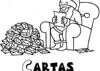 Dibujo de Papá Noel leyendo cartas de los niños