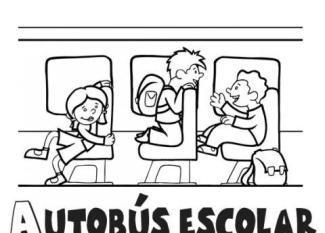Dibujos para colorear de niños en autobús escolar