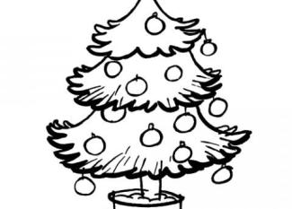 Árbol de Navidad en maceta: Dibujo para colorear con los niños