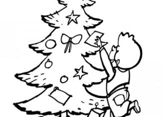 Árbol de Navidad con adornos. Dibujos para niños