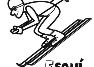 Dibujo de esquí para imprimir y pintar. Dibujos de deportes