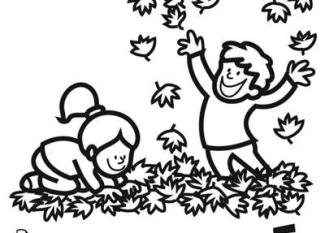Dibujo de niños en otoño. Imágenes de naturaleza para colorear