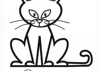 Dibujo de un gato para imprimir y pintar gratis. Dibujos de animales