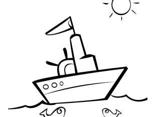 Barco navegando en un día soleado para imprimir y colorear