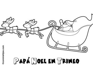 Dibujo de Papá Noel en su trineo para los niños