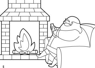 Papá Noel leyendo cartas de niños. Dibujos de Navidad