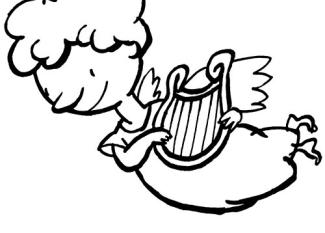 Ángel tocando el arpa. Dibujo de Navidad