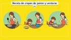 Crepes de jamón y verduras. Recetas ilustradas para niños