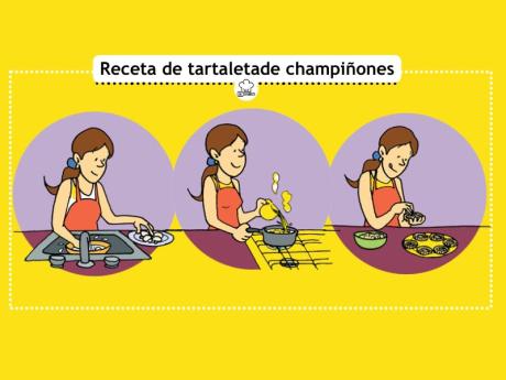 Tartaletas de champiñones. Recetas ilustradas para niños