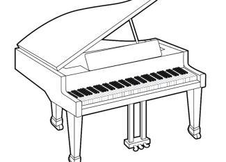 Dibujos de un piano para colorear con los niños