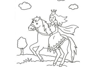 Dibujo de una princesa y su caballo para colorear con niños