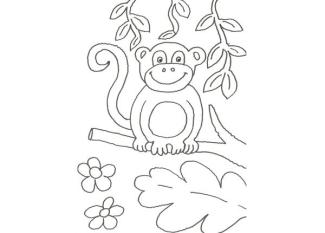 Dibujo de un chimpancé en la selva para pintar con niños