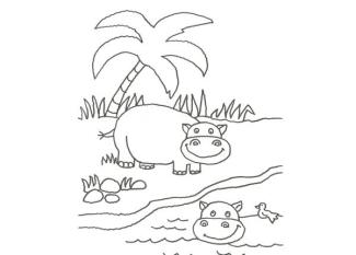 Dibujo de un hipopótamo para colorear con niños