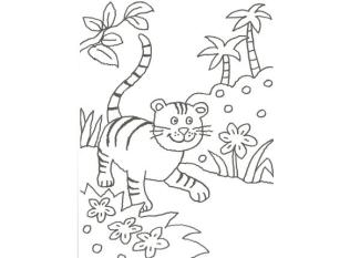 Dibujo de un leopardo en la selva para pintar con niños