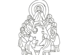 Dibujo de Jesús en la Última Cena para pintar con los niños