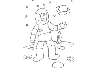 Dibujo de un astronauta y un cohete para colorear con los niños