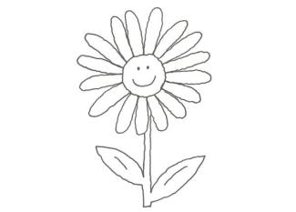 Dibujo de un girasol en primavera para colorear con niños