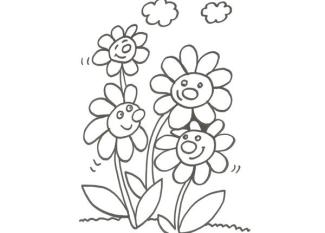 Dibujo de margaritas en primavera para pintar con niños